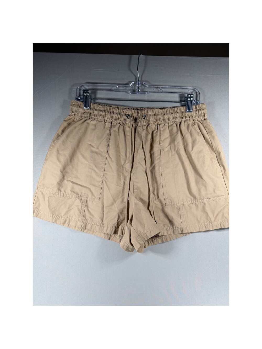 Hudson North Womens Tan Khaki Elastic Waist Utility Shorts Large Drawstring L/G